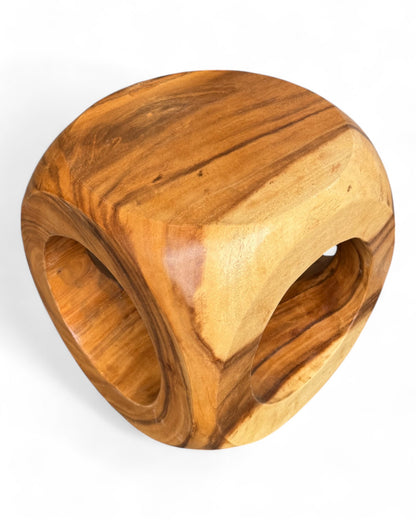 Holz Hocker – Pflanzenhocker Beistelltisch – Modern mit rundem Ausschnitt – Würfelform aus Massivholz – 40x40x40 cm