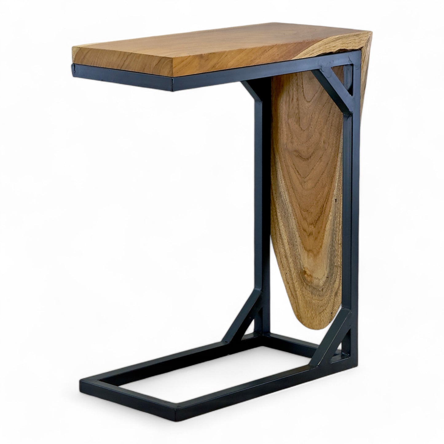 Multifunktionaler Beistelltisch - Couchtisch Ablagetisch - C-Frame – Teakholz - 50x40x20 cm