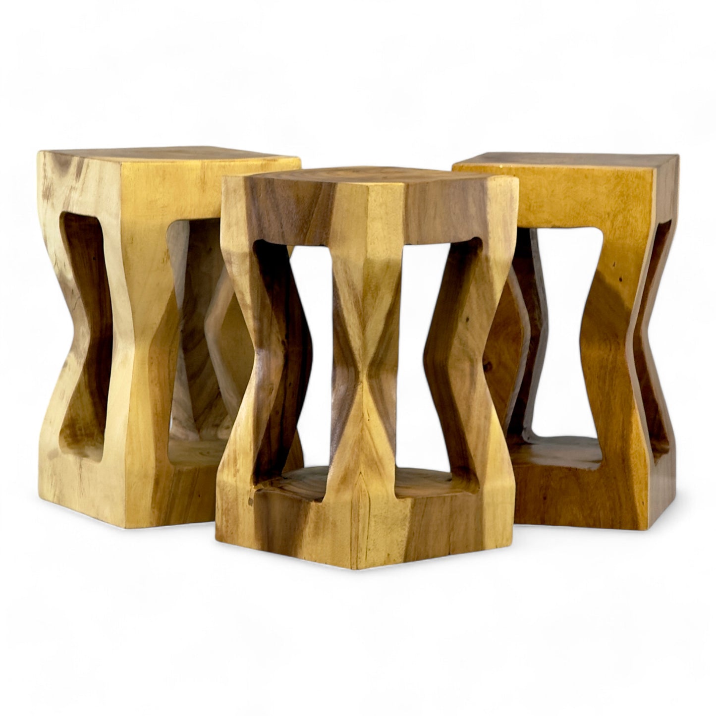 Holz Beistelltisch - Holzhocker Couchtisch Ablagetisch - Handgefertigt - Massives Suarholz - 50x28x28 cm