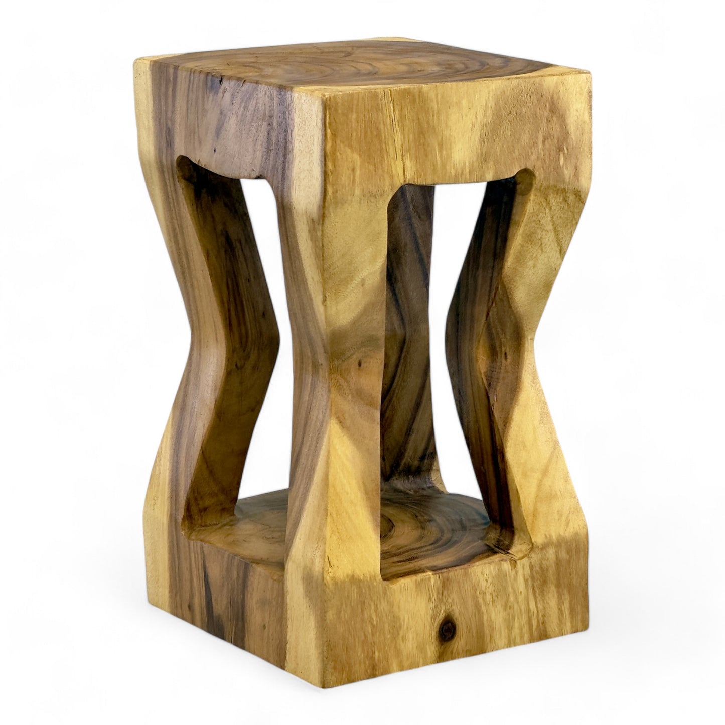 Holz Beistelltisch - Holzhocker Couchtisch Ablagetisch - Handgefertigt - Massives Suarholz - 50x28x28 cm