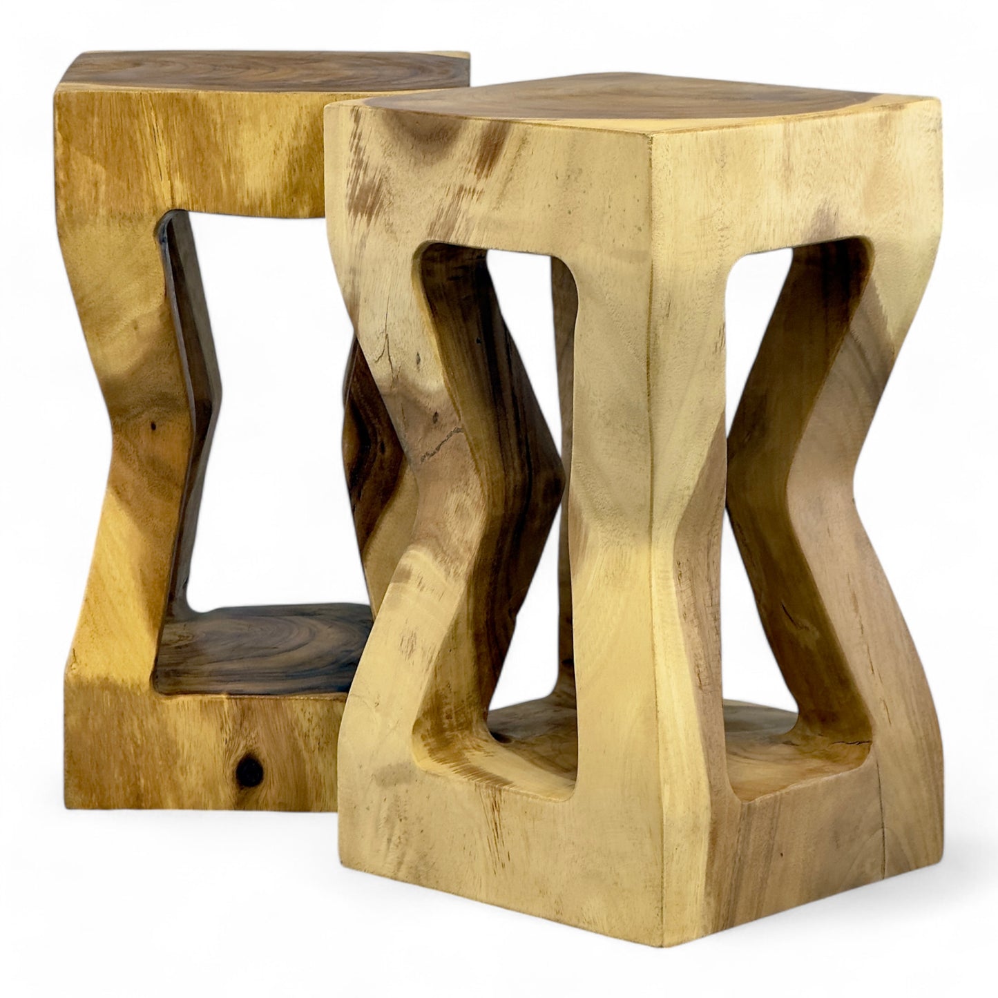 Holz Beistelltisch - Holzhocker Couchtisch Ablagetisch - Handgefertigt - Massives Suarholz - 50x28x28 cm