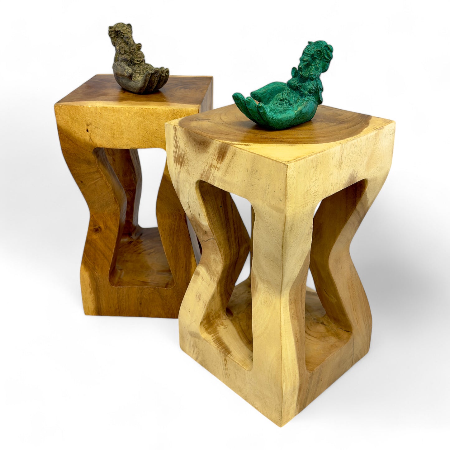 Holz Beistelltisch - Holzhocker Couchtisch Ablagetisch - Handgefertigt - Massives Suarholz - 50x28x28 cm