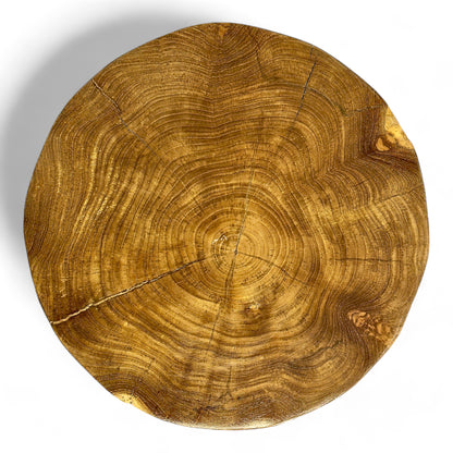 Holzhocker – Beistelltisch Blumenhocker Ablagetisch – Handgefertigt – Natürliche Form aus massivem Teakholz – 45x40x40 cm