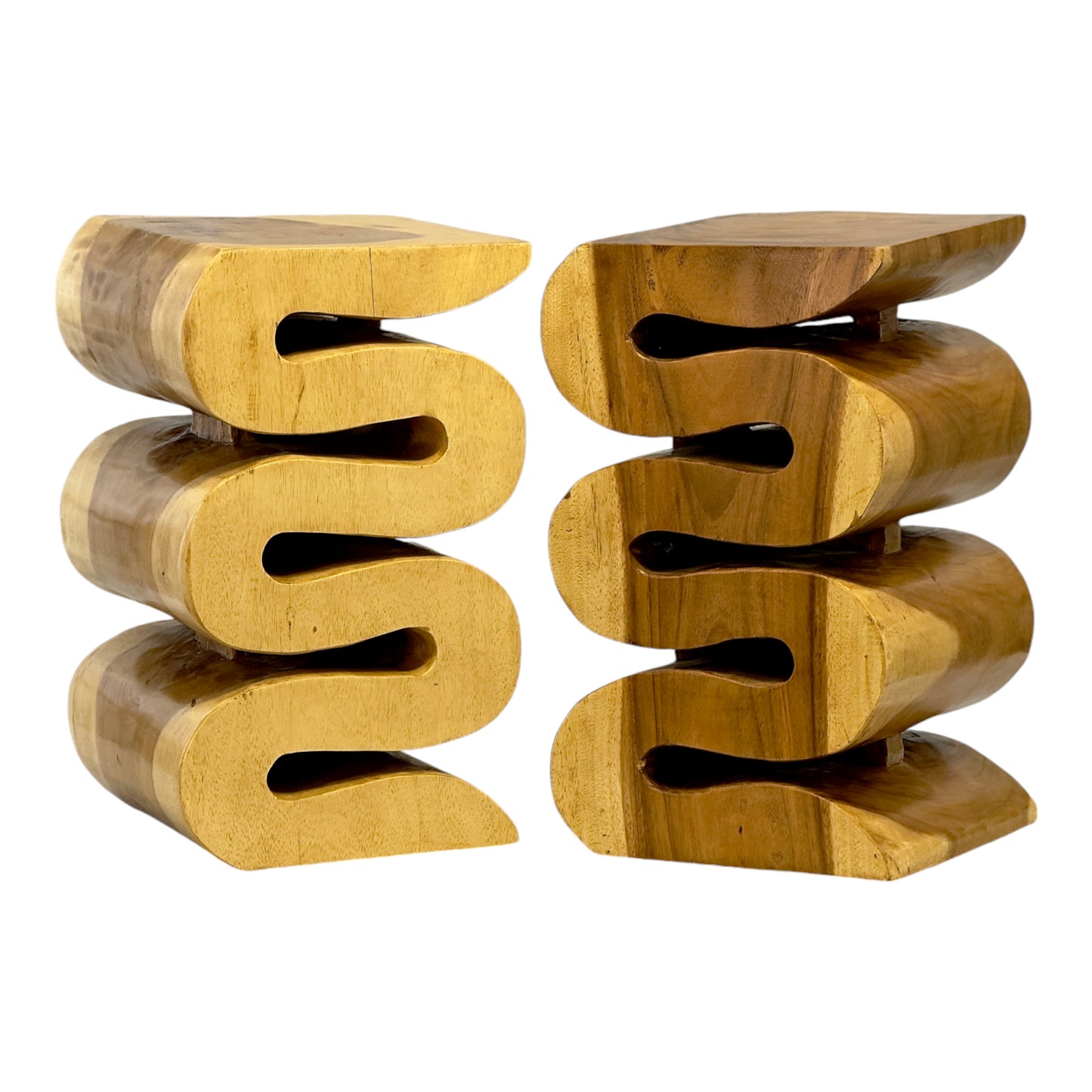 Holzhocker - Beistelltisch Blumenhocker Ablagetisch - Handgefertigt  - Natur Schlange aus massivem Suarholz- 50x30x30 cm