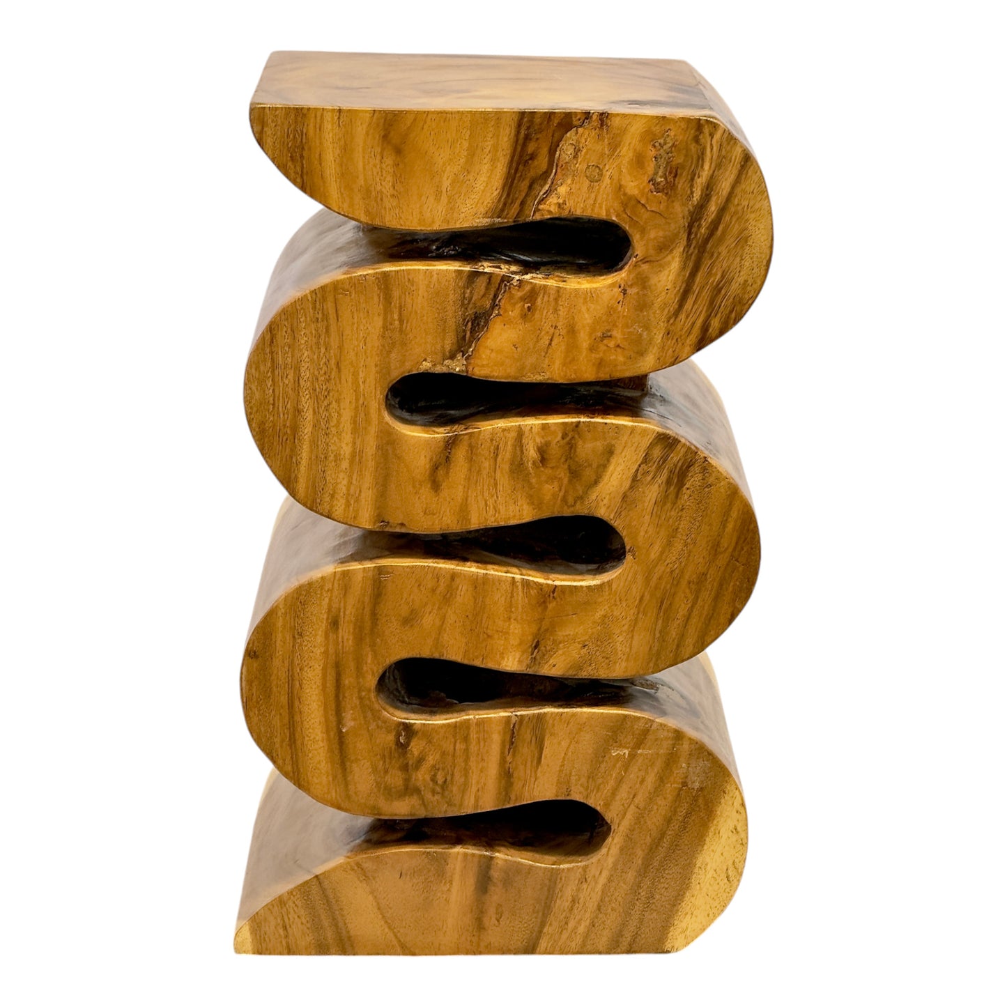 Holzhocker - Beistelltisch Blumenhocker Ablagetisch - Handgefertigt  - Natur Schlange aus massivem Suarholz- 50x30x30 cm