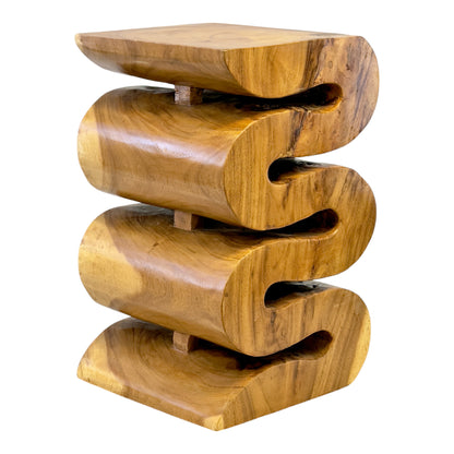 Holzhocker - Beistelltisch Blumenhocker Ablagetisch - Handgefertigt  - Natur Schlange aus massivem Suarholz- 50x30x30 cm