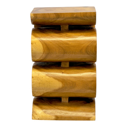 Holzhocker - Beistelltisch Blumenhocker Ablagetisch - Handgefertigt  - Natur Schlange aus massivem Suarholz- 50x30x30 cm