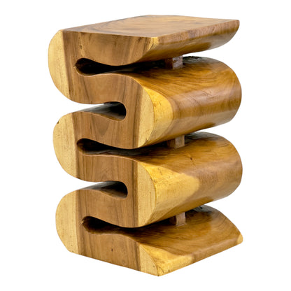 Holzhocker - Beistelltisch Blumenhocker Ablagetisch - Handgefertigt  - Natur Schlange aus massivem Suarholz- 50x30x30 cm