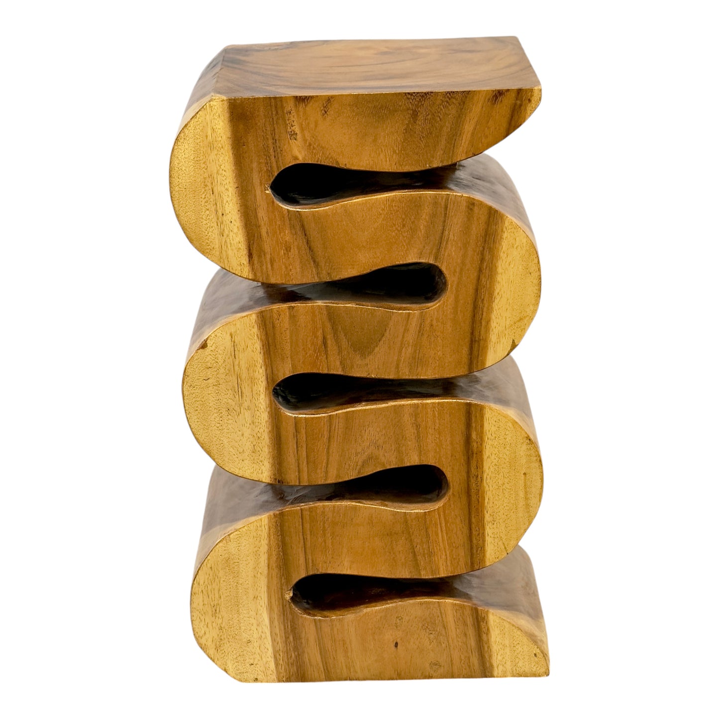 Holzhocker - Beistelltisch Blumenhocker Ablagetisch - Handgefertigt  - Natur Schlange aus massivem Suarholz- 50x30x30 cm