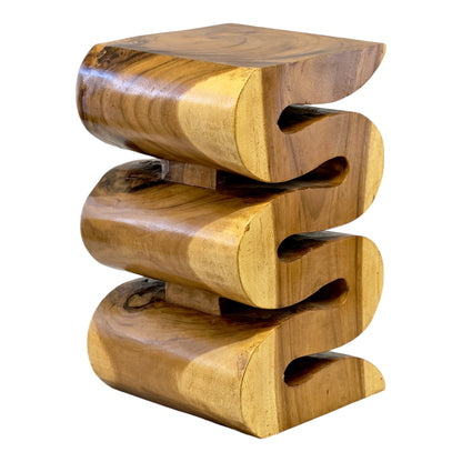 Holzhocker - Beistelltisch Blumenhocker Ablagetisch - Handgefertigt  - Natur Schlange aus massivem Suarholz- 50x30x30 cm