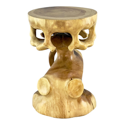 Holz Beistelltisch - Holzhocker Blumenhocker Hocker - Handgefertigt - Rund in Bonsai Style Saman-Holz - 40x30x30 cm