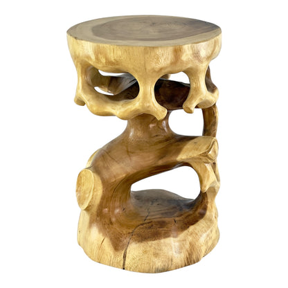 Holz Beistelltisch - Holzhocker Blumenhocker Hocker - Handgefertigt - Rund in Bonsai Style Saman-Holz - 40x30x30 cm