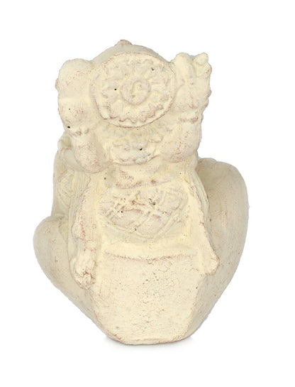 Ganesha Hand Skulptur - Deko Raumdeko Seifenschale Räucherstäbchen - Hindu Gottheit des Glückes - Elefant Weiß - 13x9x15 cm