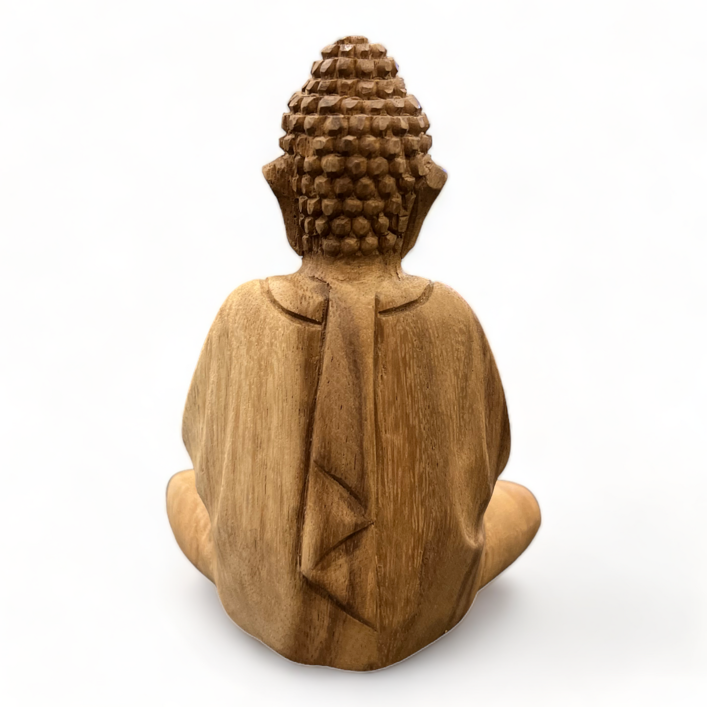 Buddha Statue - Deko Raumdeko Kunstwerk - Handgeschnitzt - Teakholz Natur - 15x12x8 cm