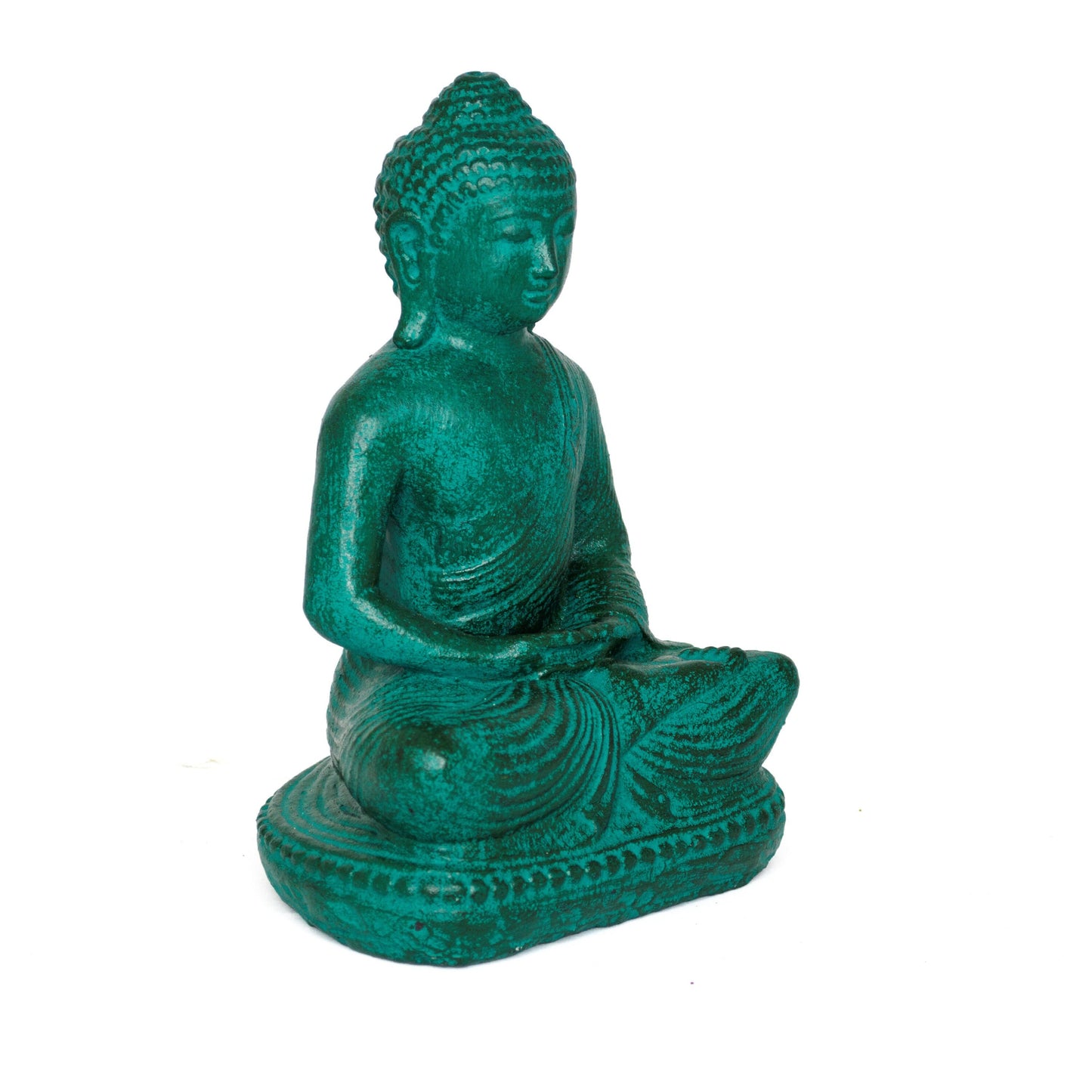 Green Lava Sand Buddha Statue: Handmade Sitting Sculpture for Zen Decoration 20cm