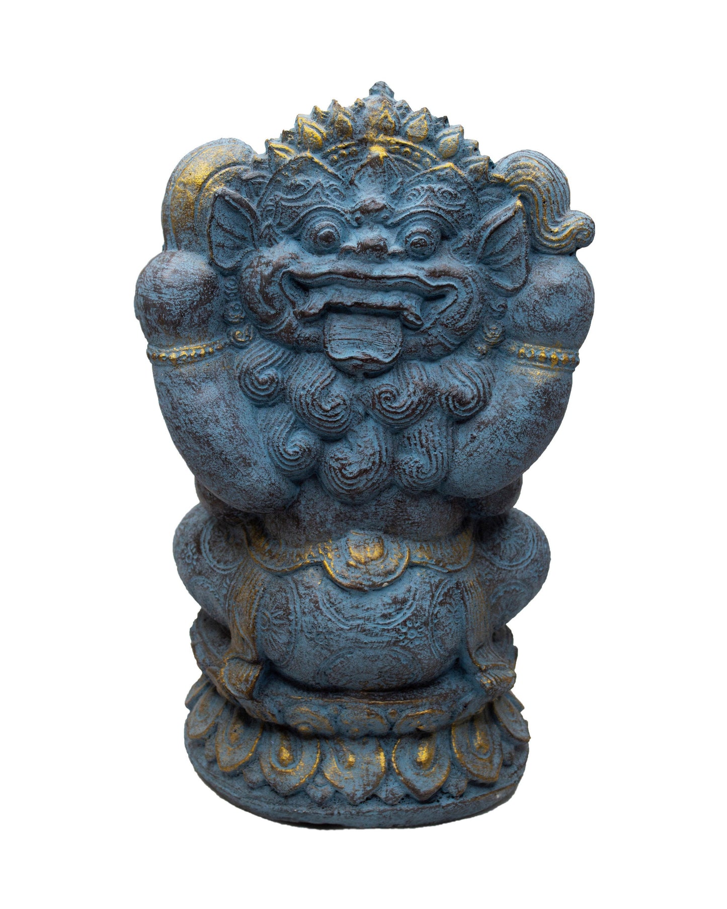 Ganesha Sculpture 34cm - Elephant Head Hindu Deity Statue - Handmade Lucky Charm Figure - Spiritual Decoration - Blue