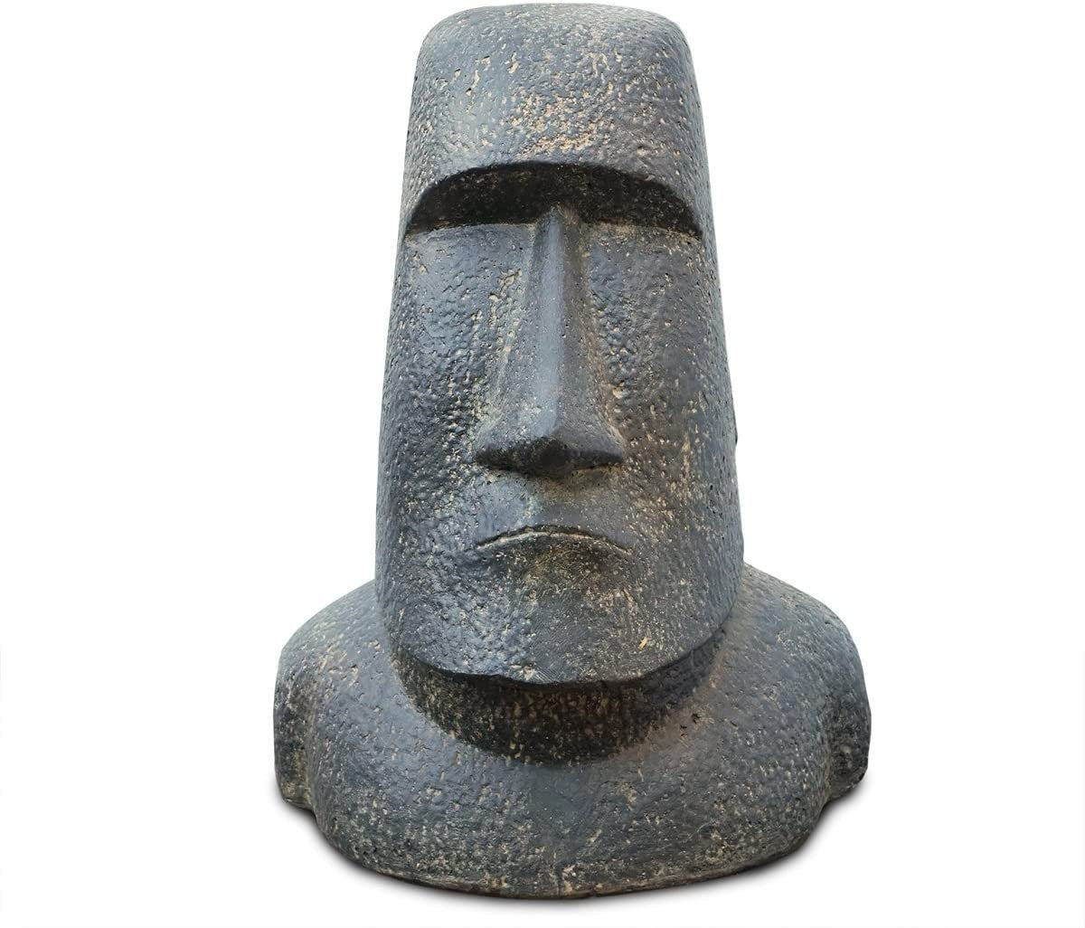 Moai Kopf Statue - Garten Deko Skulptur - Wetterfest - Rapa-Nui Osterinsel-Figur aus Lavasand Grau - 40x32x25 cm