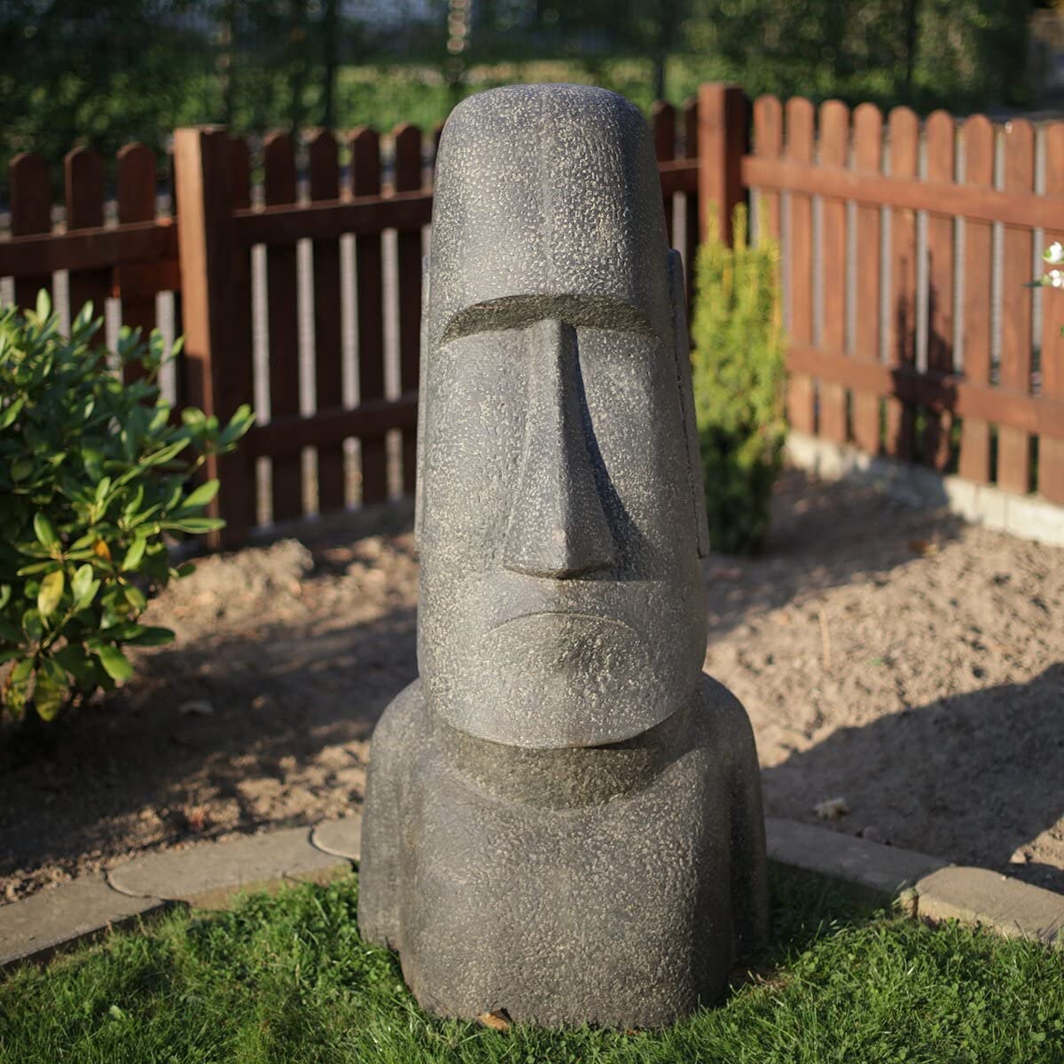 Moai sculpture approx. 120 cm Rapa Nui statue made of lava sand stone Easter Island figure garden decoration head gray