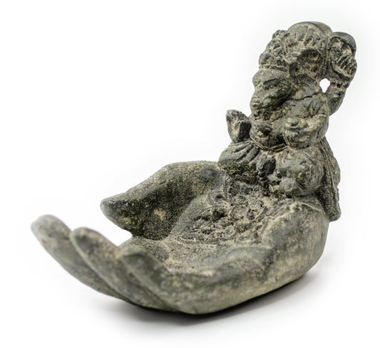 Ganesha Stone Hand Sculpture Figure Incense Stick Holder Elephant Approx. 15cm Decoration