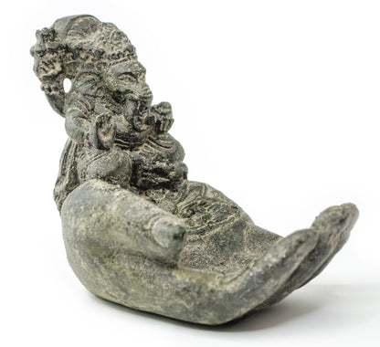 Ganesha Stone Hand Sculpture Figure Incense Stick Holder Elephant Approx. 15cm Decoration