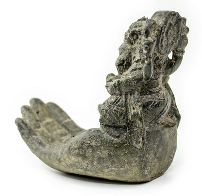 Ganesha Stone Hand Sculpture Figure Incense Stick Holder Elephant Approx. 15cm Decoration