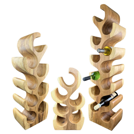 Wine rack solid wood: handmade, elegant and high-quality wine holder (50/70/100x27x18)