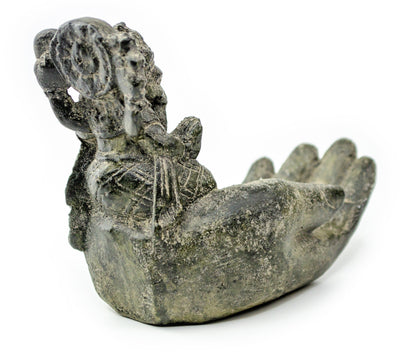 Ganesha Stone Hand Sculpture Figure Incense Stick Holder Elephant Approx. 15cm Decoration