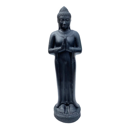 Buddha Statue - Garten Deko Raumdeko - Gegossene Stein Figur Wetterfest - Lava-Sand Steingemisch - 120 cm hoch