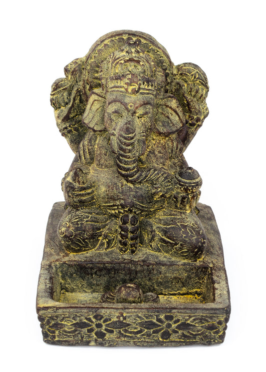 Ganesha Stone Figure Incense Stick Holder 25cm Sculpture Decorative Statue Meditation