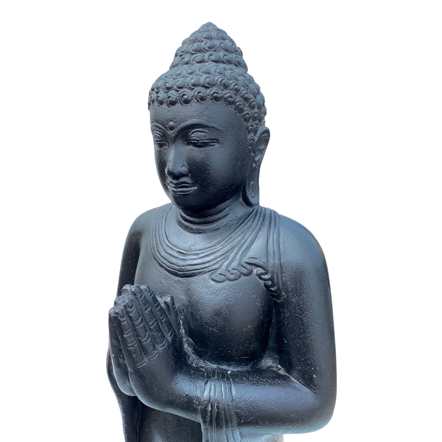 Buddha Statue - Garten Deko Raumdeko - Gegossene Stein Figur Wetterfest - Lava-Sand Steingemisch - 120 cm hoch