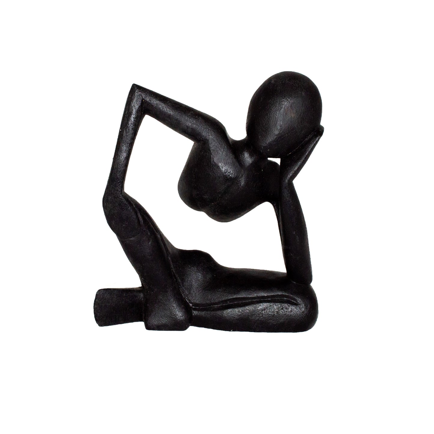 Thinker figure abstract decorative sculpture approx. 20cm carving light Albesia wood black