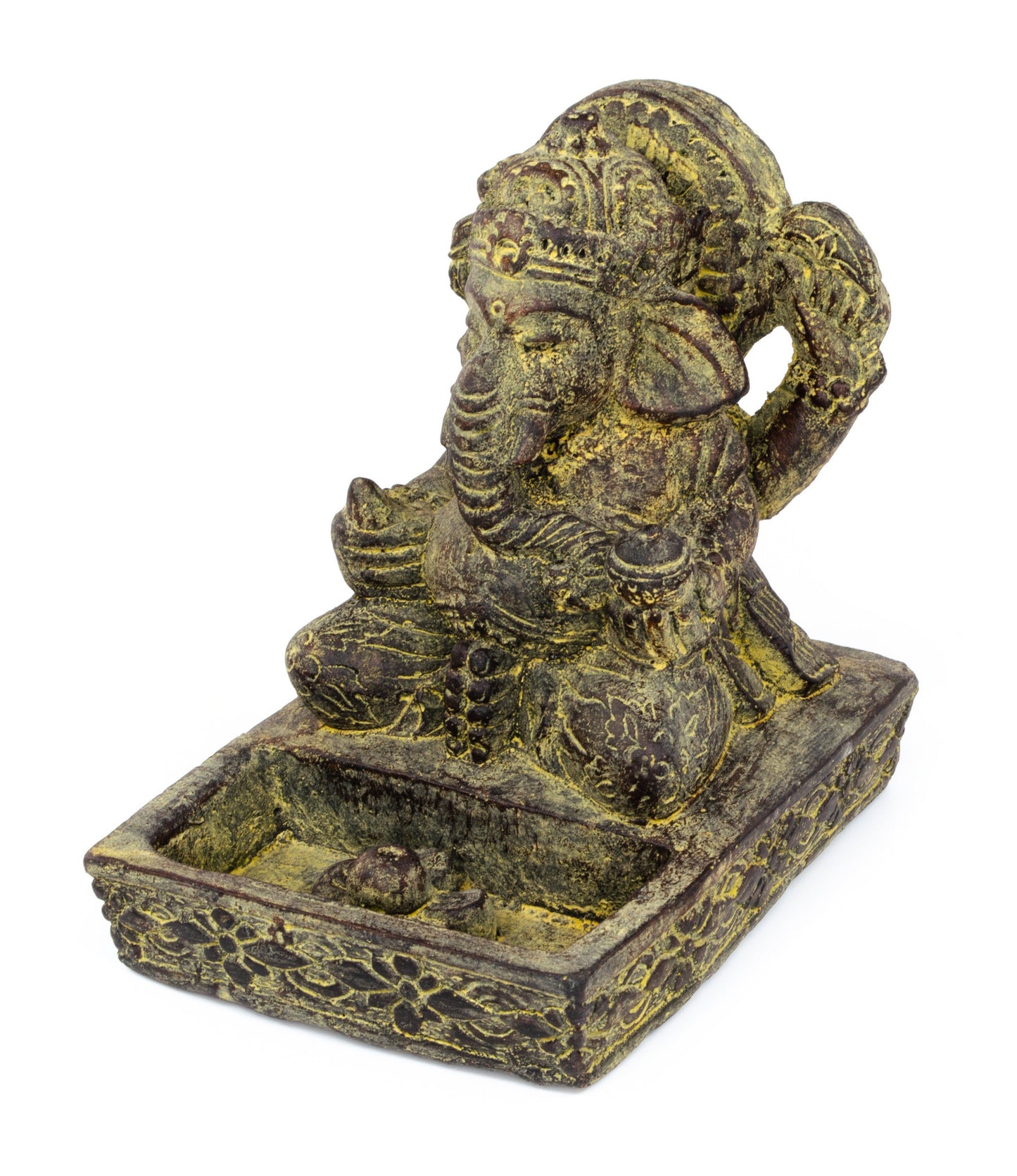 Ganesha Stone Figure Incense Stick Holder 25cm Sculpture Decorative Statue Meditation