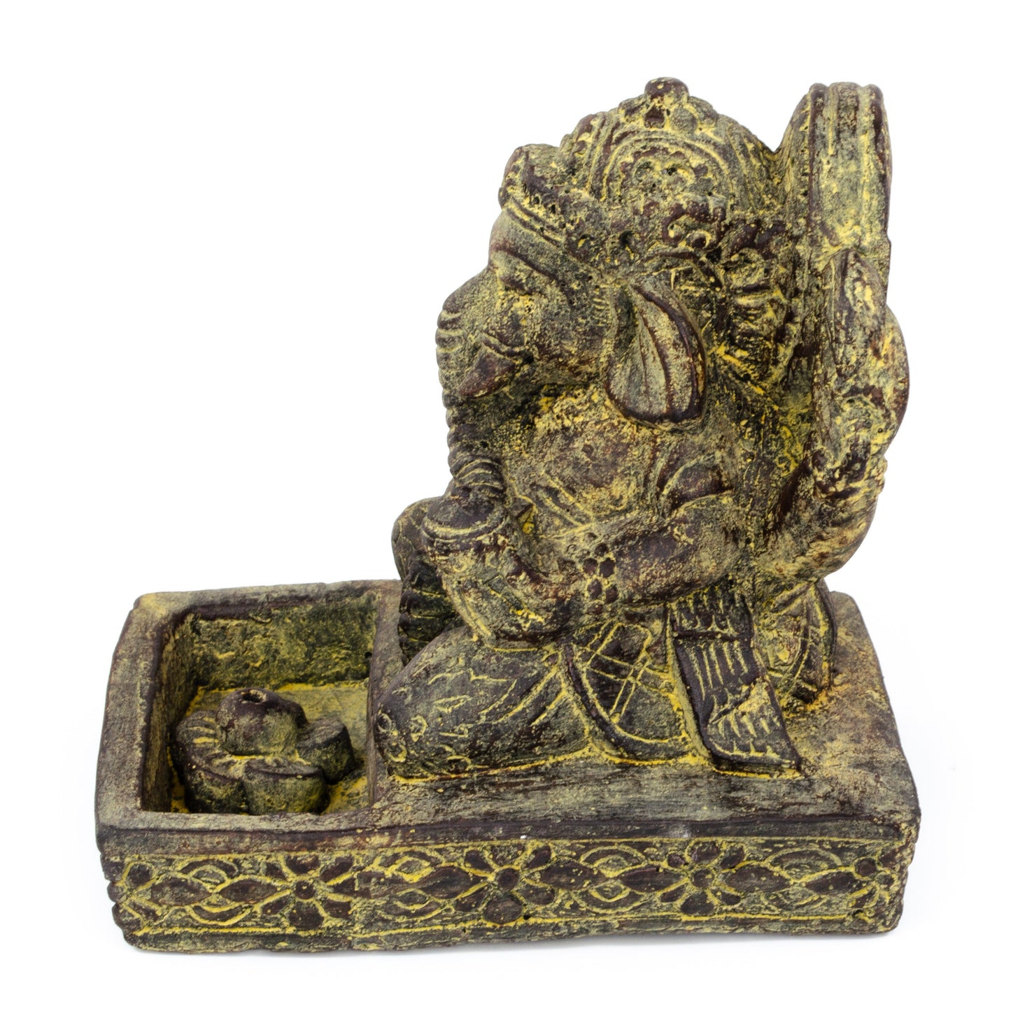 Ganesha Stone Figure Incense Stick Holder 25cm Sculpture Decorative Statue Meditation