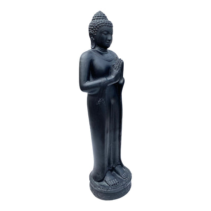 Buddha Statue - Garten Deko Raumdeko - Gegossene Stein Figur Wetterfest - Lava-Sand Steingemisch - 120 cm hoch