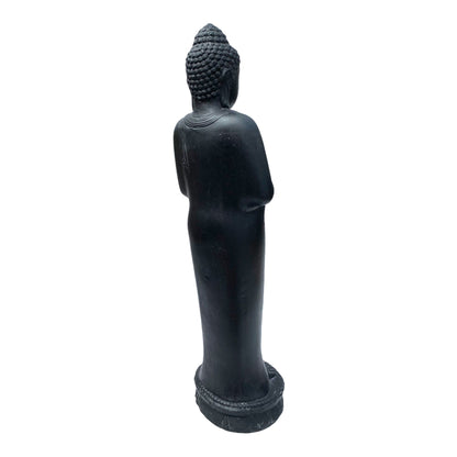 Buddha Statue - Garten Deko Raumdeko - Gegossene Stein Figur Wetterfest - Lava-Sand Steingemisch - 120 cm hoch