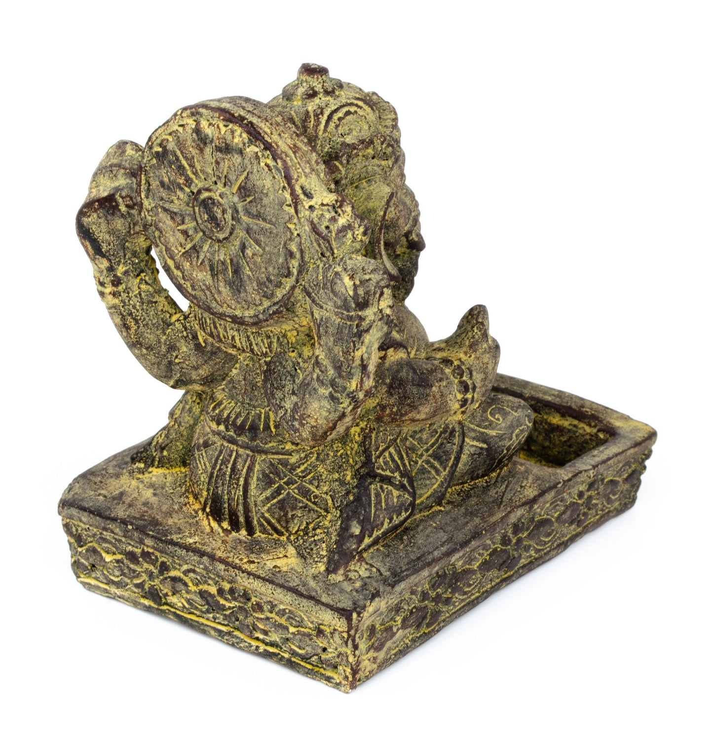 Ganesha Stone Figure Incense Stick Holder 25cm Sculpture Decorative Statue Meditation