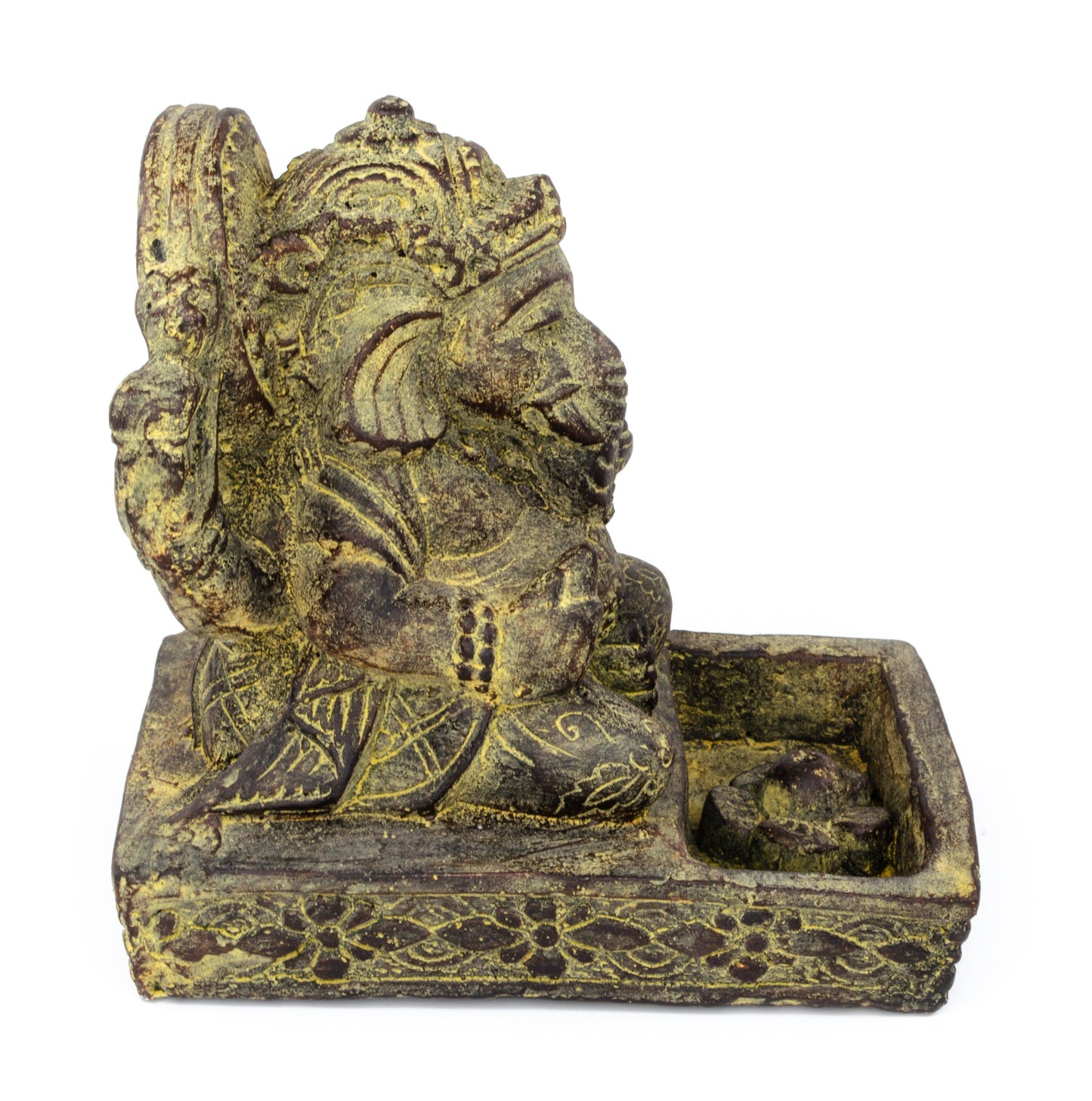 Ganesha Stone Figure Incense Stick Holder 25cm Sculpture Decorative Statue Meditation