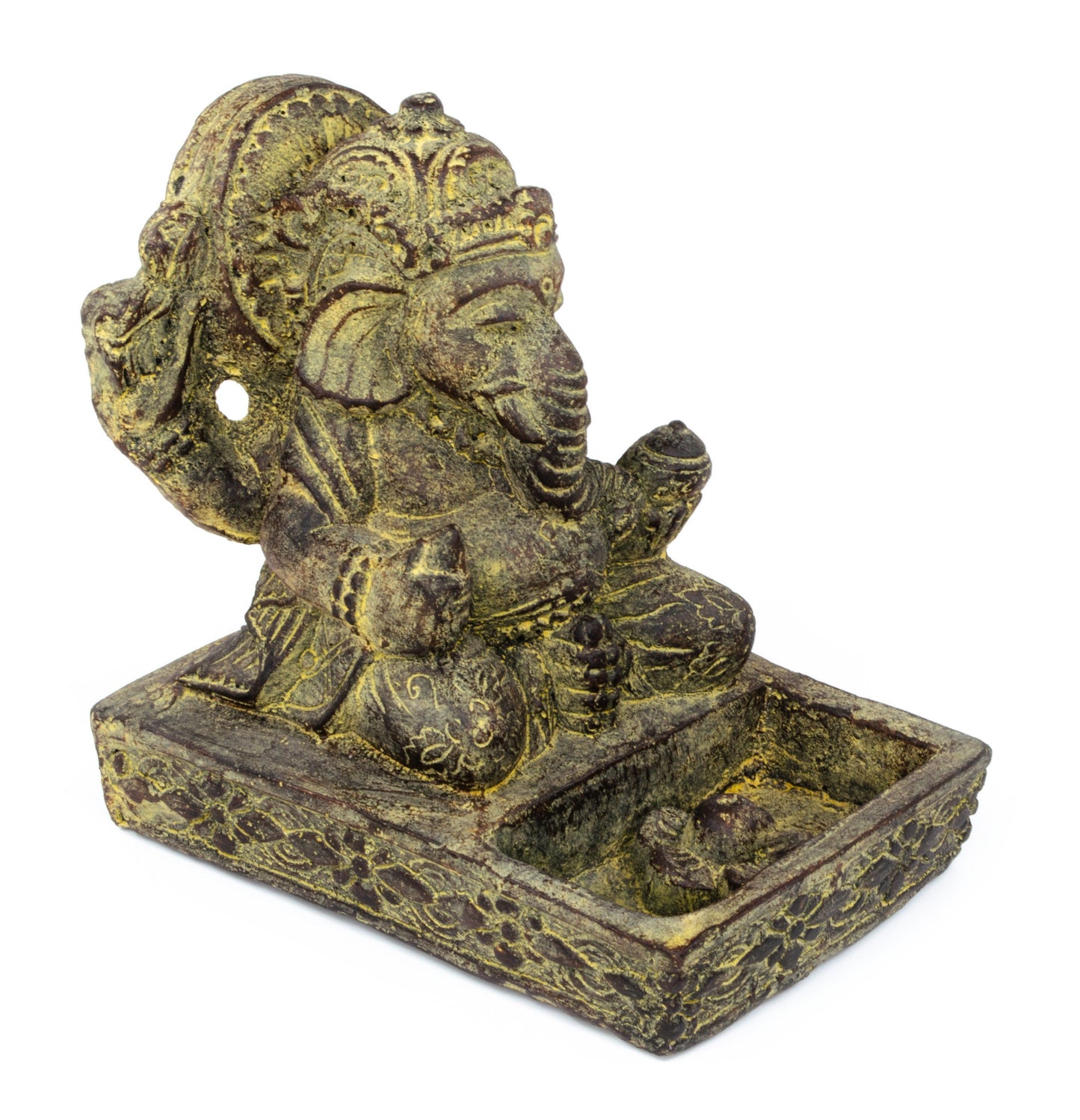 Ganesha Stone Figure Incense Stick Holder 25cm Sculpture Decorative Statue Meditation