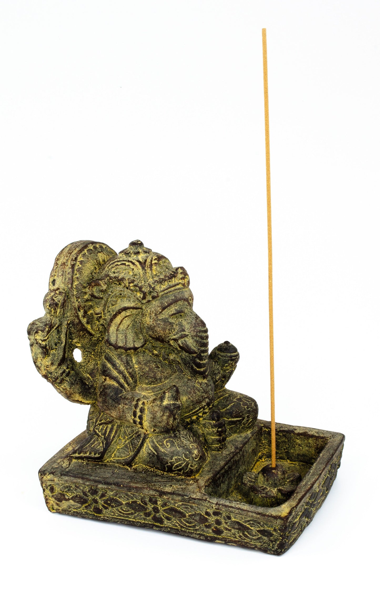 Ganesha Stone Figure Incense Stick Holder 25cm Sculpture Decorative Statue Meditation