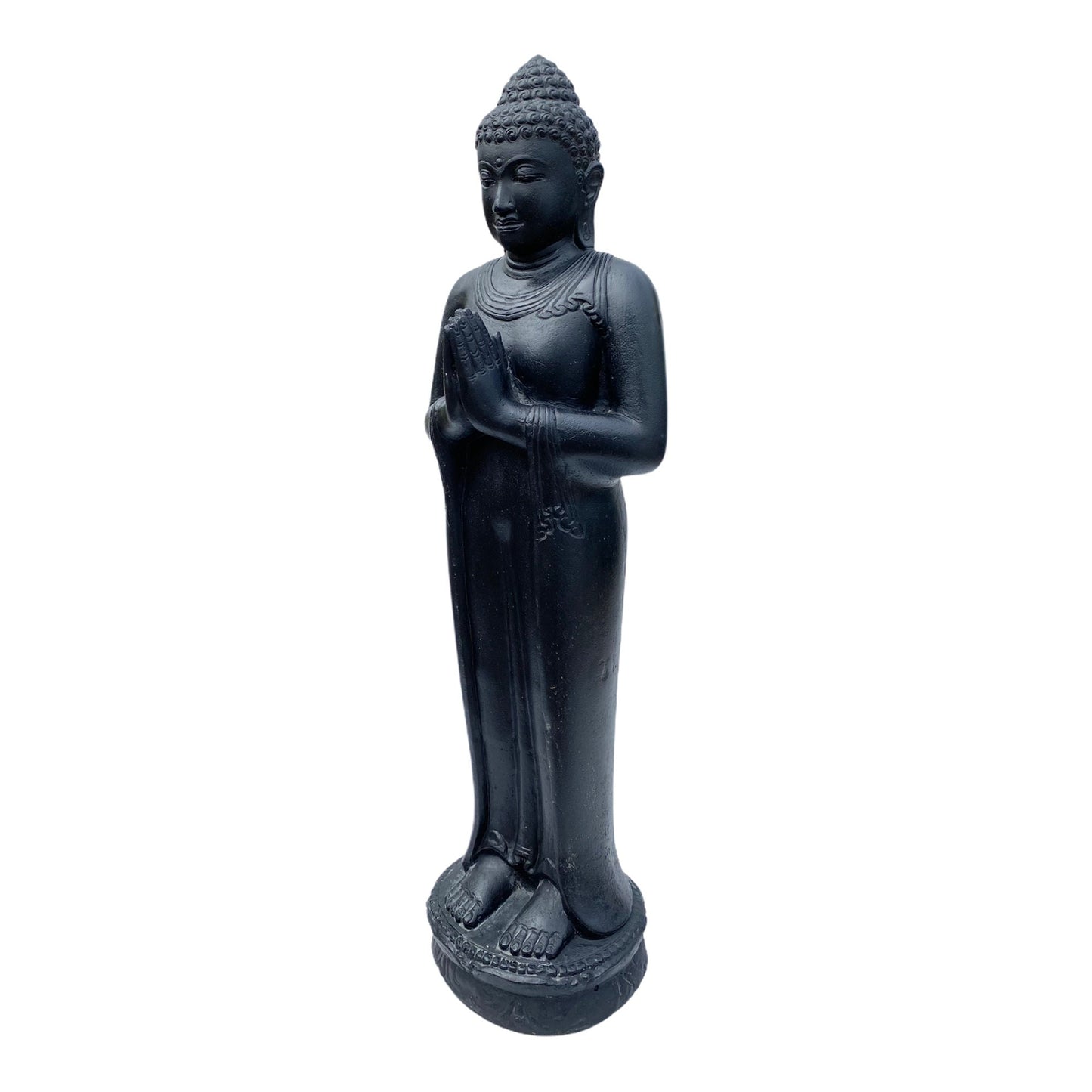 Buddha Statue - Garten Deko Raumdeko - Gegossene Stein Figur Wetterfest - Lava-Sand Steingemisch - 120 cm hoch