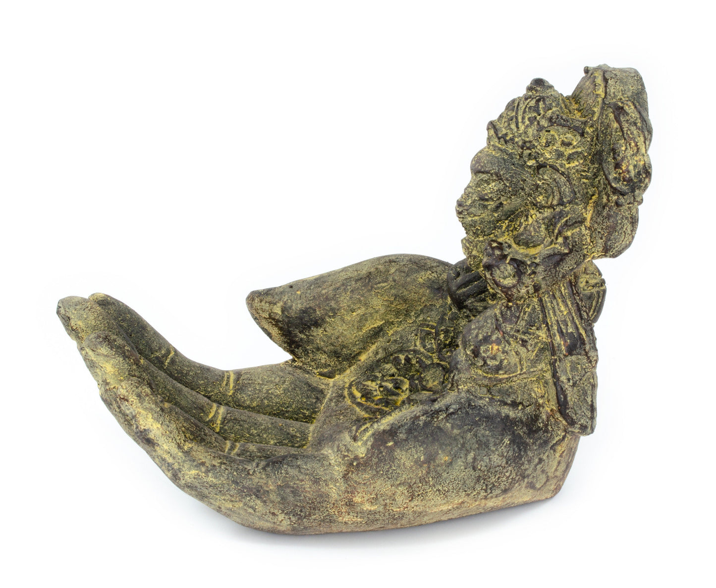 Ganesha Stone Hand Sculpture Figure Incense Stick Holder Elephant Approx. 15cm Yellow Decoration Soap Dish