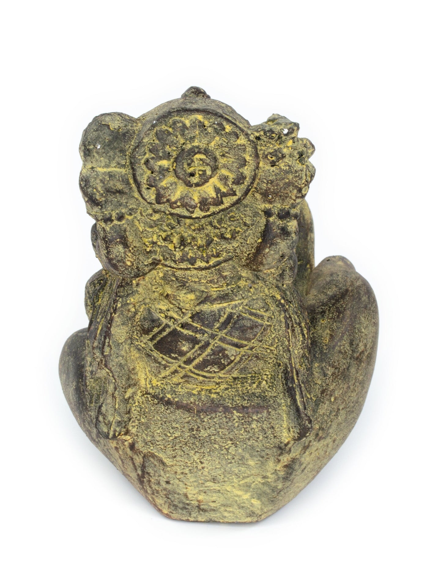 Ganesha Stone Hand Sculpture Figure Incense Stick Holder Elephant Approx. 15cm Yellow Decoration Soap Dish