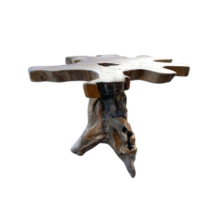 Teak burl wood table side table unique furniture approx. 99cm solid flower stool natural