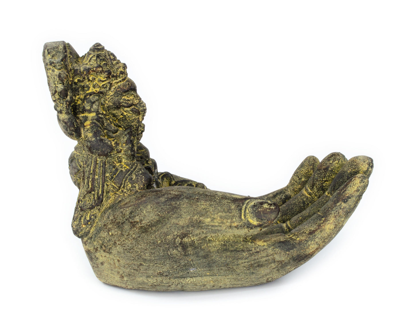 Ganesha Stone Hand Sculpture Figure Incense Stick Holder Elephant Approx. 15cm Yellow Decoration Soap Dish