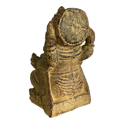 Ganesha Skulptur - Deko Raumdeko Kunstwerk - Hindu Gottheit des Glückes - Steingemisch Elefant Gelb - 14x8,5x6 cm