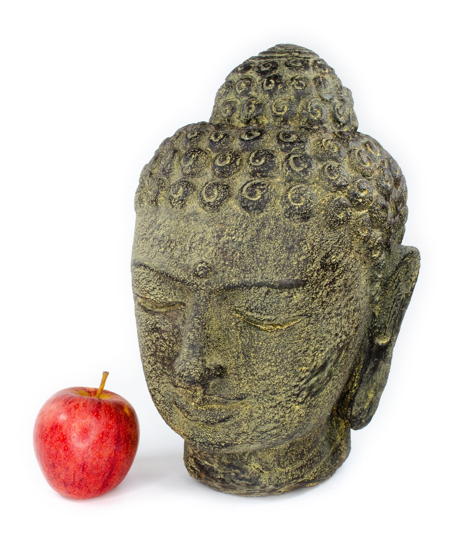 Buddha Kopf - Garten Deko Raumdeko - Gegossene Stein Figur Wetterfest - Steingemisch Gelb- 30x19x21 cm