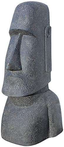 Moai Kopf Statue - Garten Deko Skulptur - Wetterfest - Rapa-Nui Osterinsel-Figur aus Lavasand Grau - 200x91x85 cm