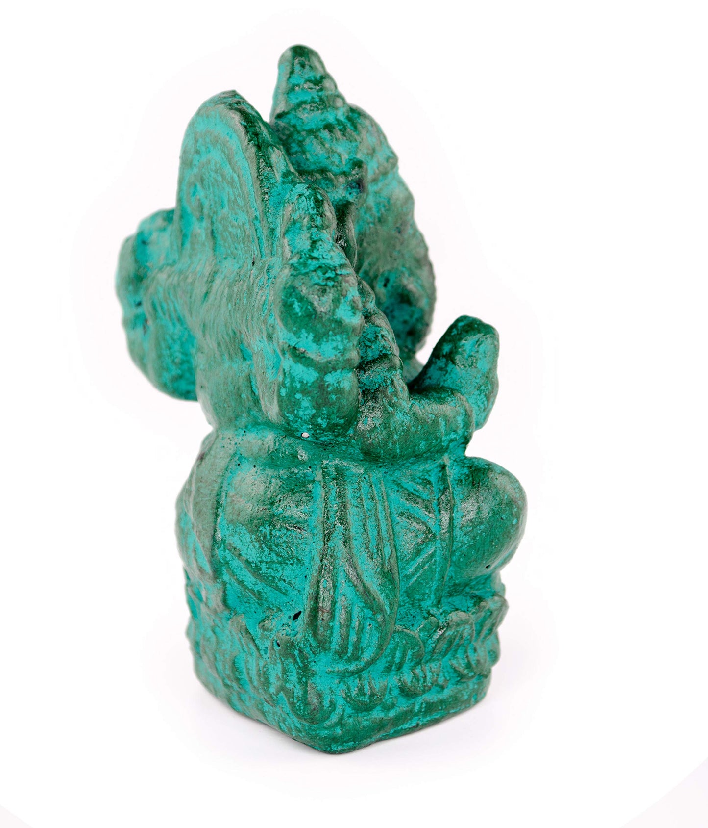 FaHome Ganesha Sculpture Hindu Deity Stone Figure Lucky Statue Approx. 12 cm Elephant Green