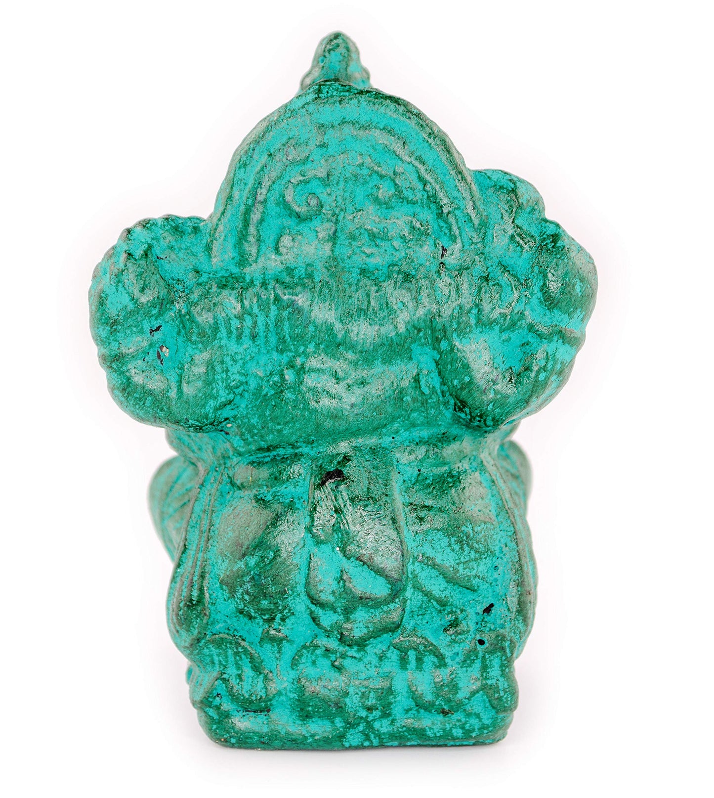 FaHome Ganesha Sculpture Hindu Deity Stone Figure Lucky Statue Approx. 12 cm Elephant Green