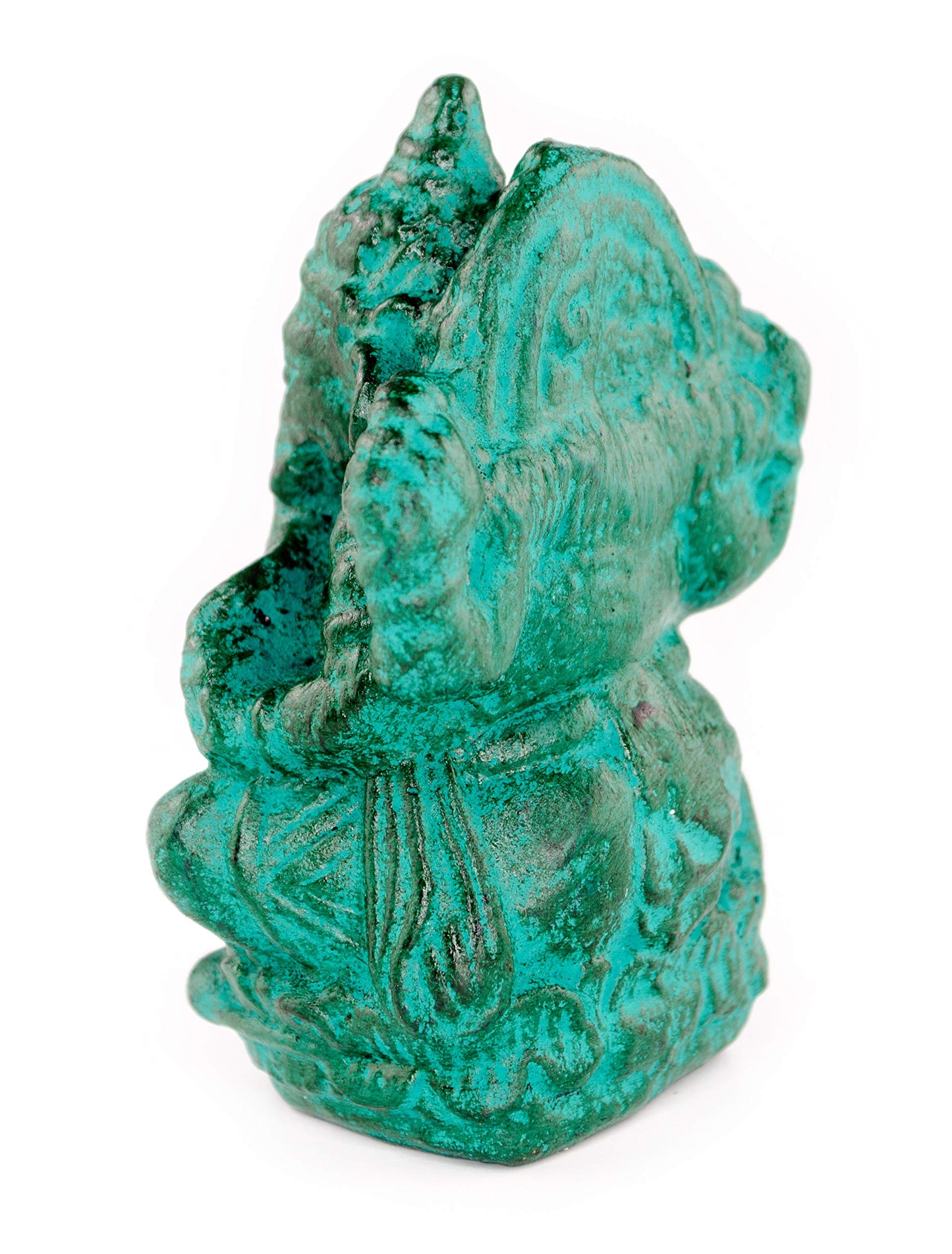 FaHome Ganesha Sculpture Hindu Deity Stone Figure Lucky Statue Approx. 12 cm Elephant Green